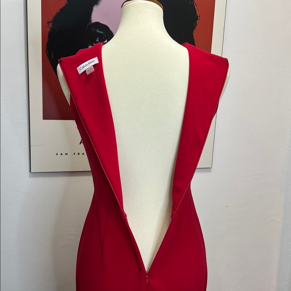 Red Cut Out Calvin Klein Dress - Picture 5 of 9